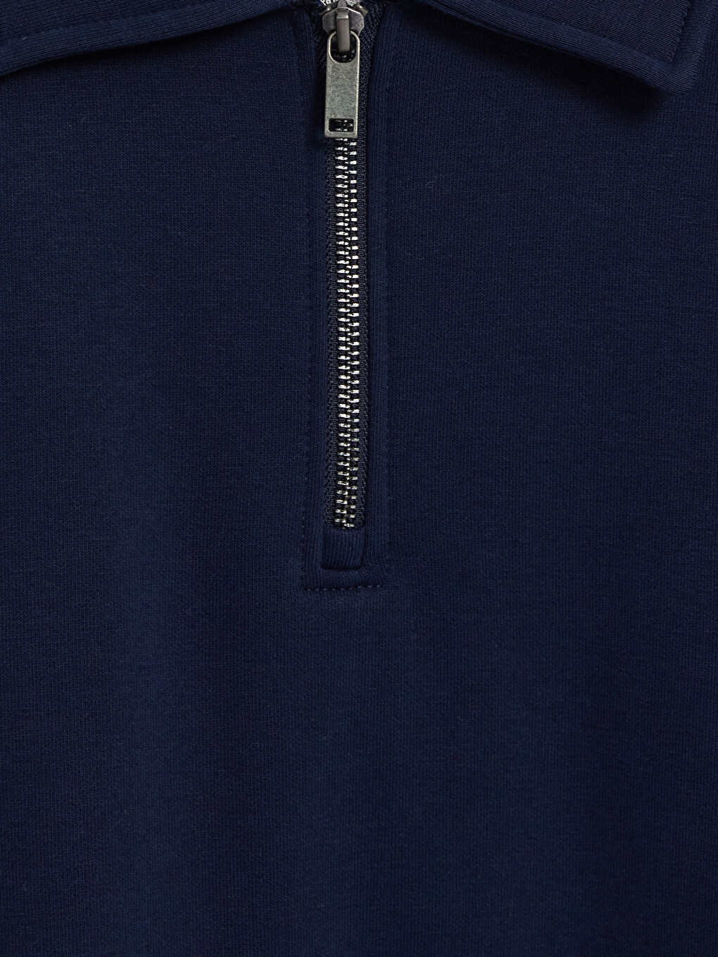 Lacivert Polo Yaka Erkek Kalın Sweatshirt-2