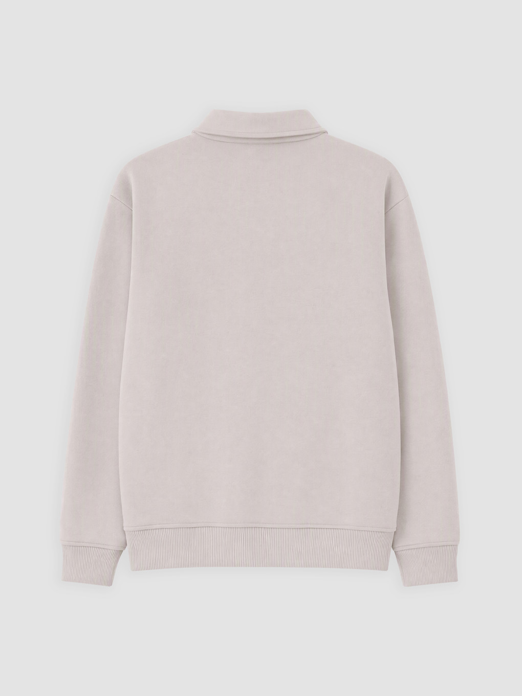 Gri Polo Yaka Erkek Kalın Sweatshirt-1