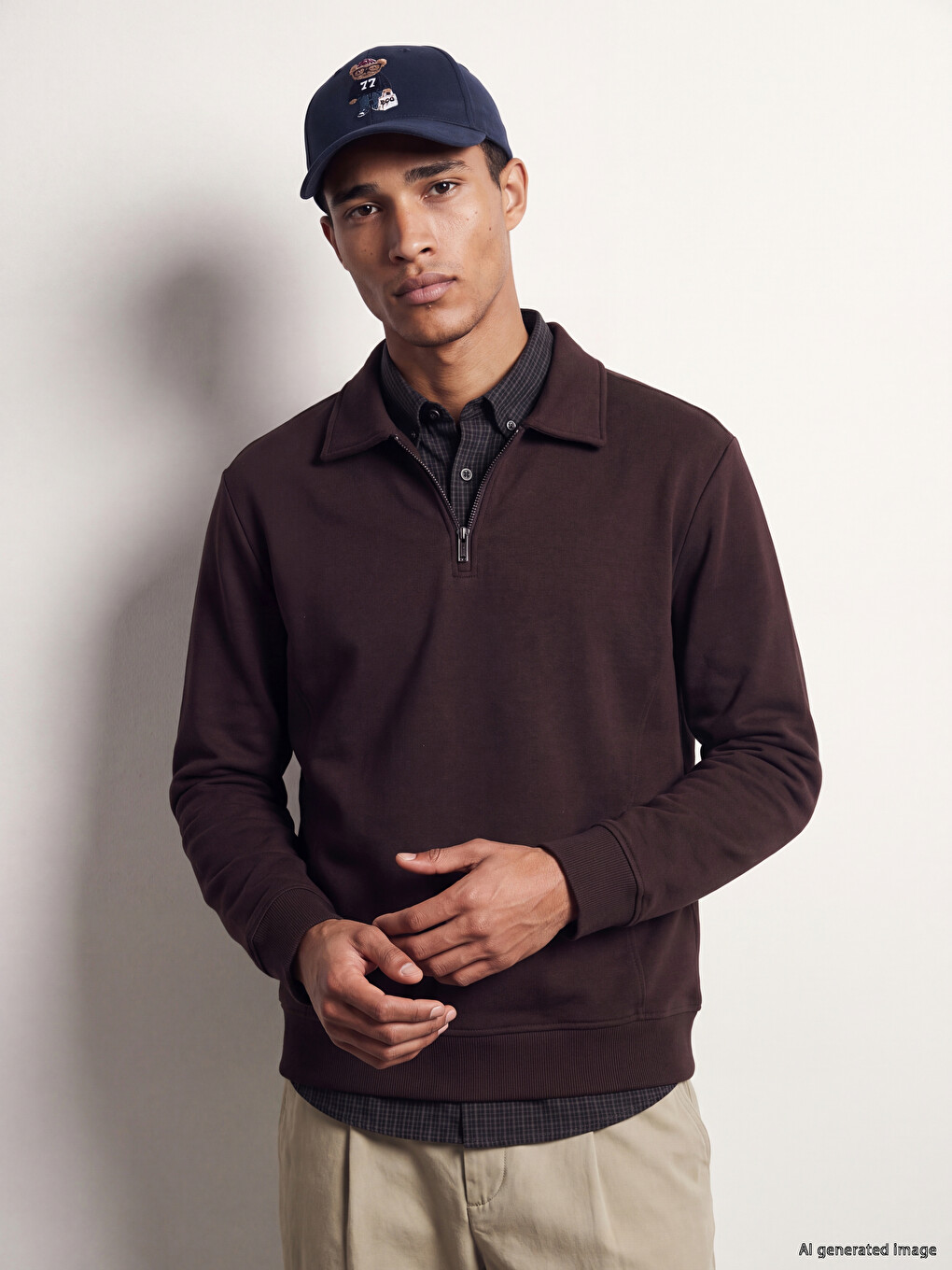Polo Collar Men's Sweatshirt