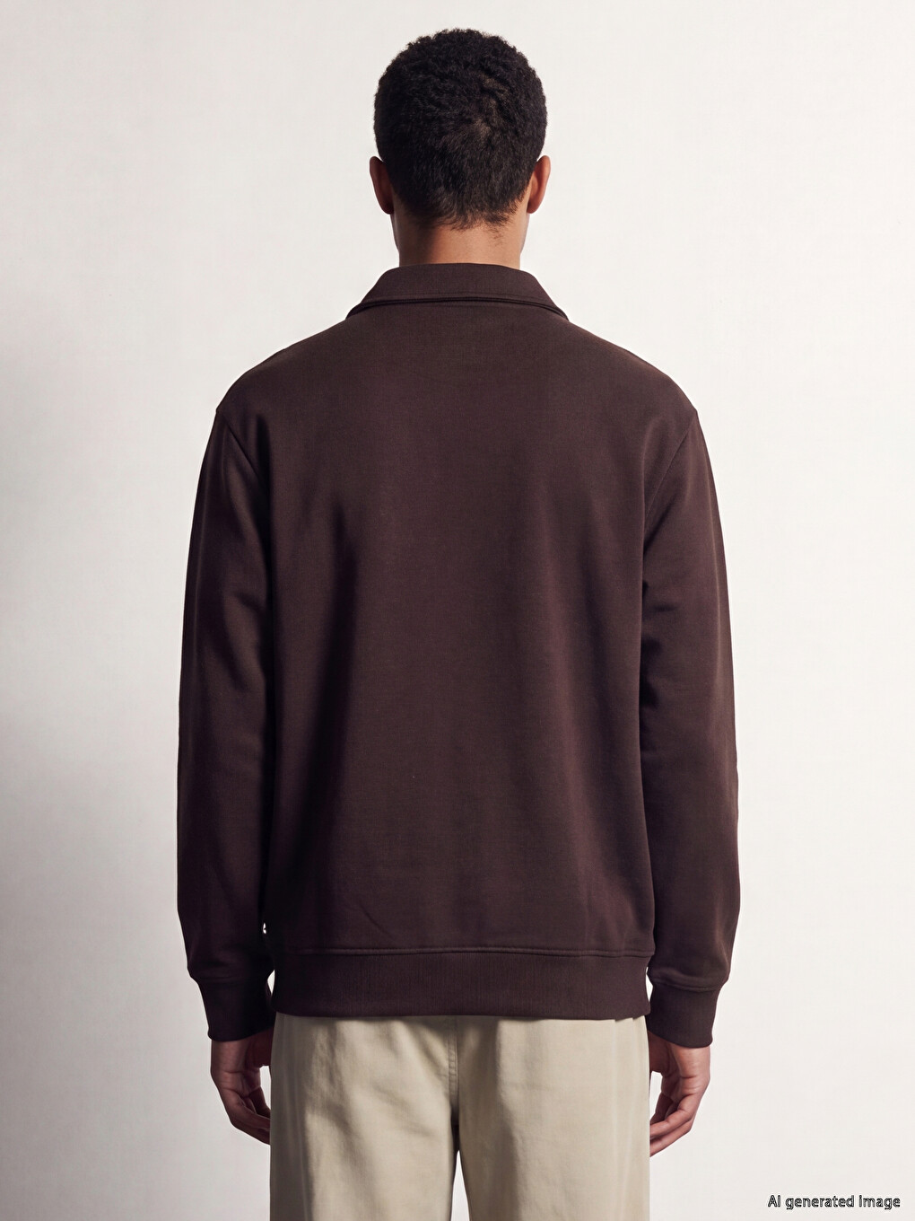 Polo Collar Men's Sweatshirt-3