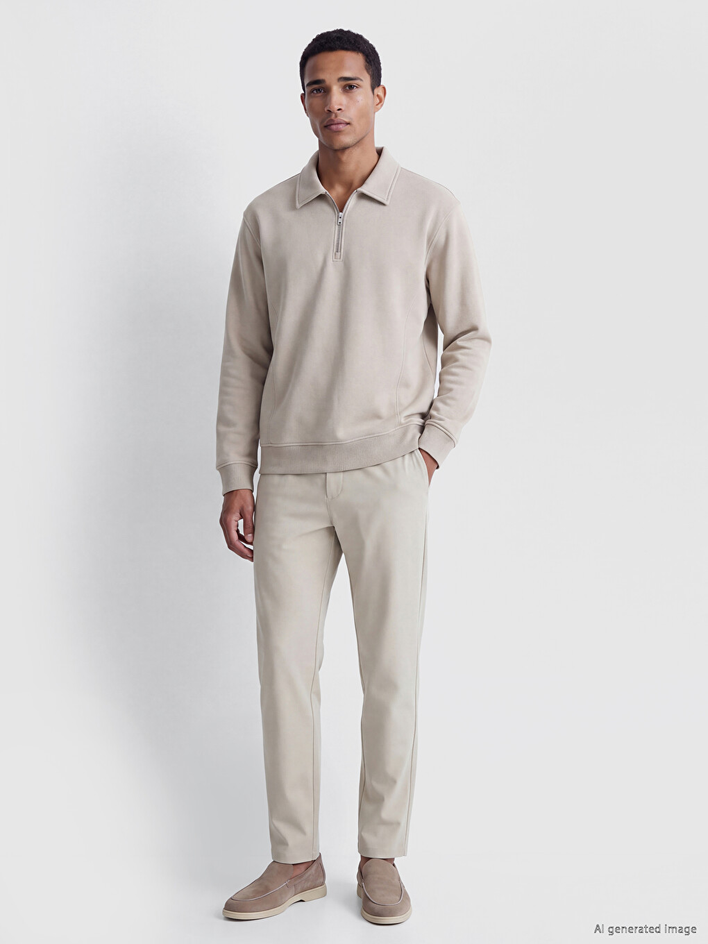 Polo Collar Men's Thick Sweatshirt-1