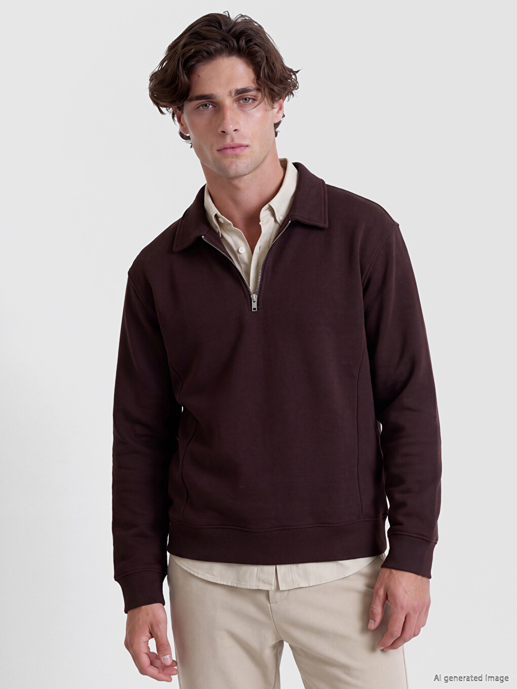 Polo Collar Men's Thick Sweatshirt