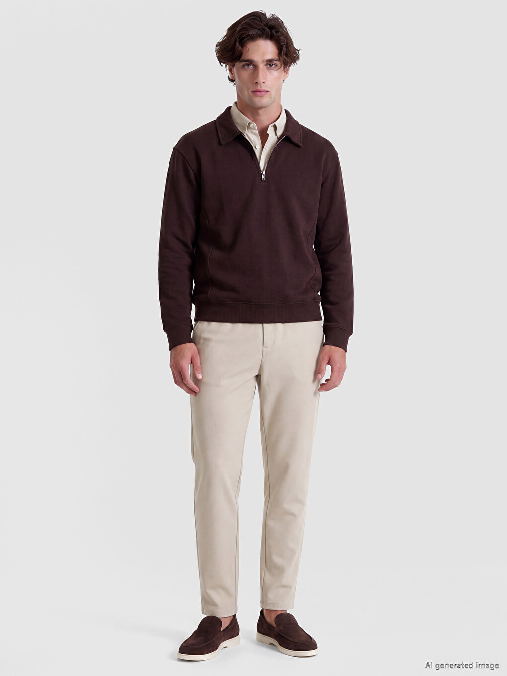 Polo Collar Men's Thick Sweatshirt-1