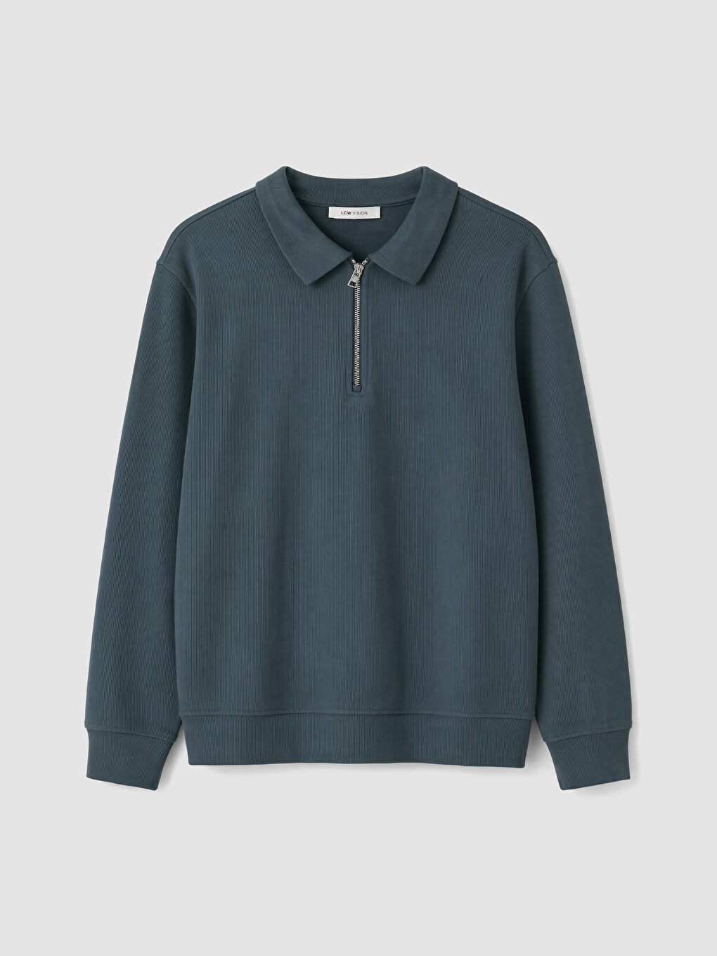 Bluza Sportive E Trashë Me Jakë Polo Për Burra-4