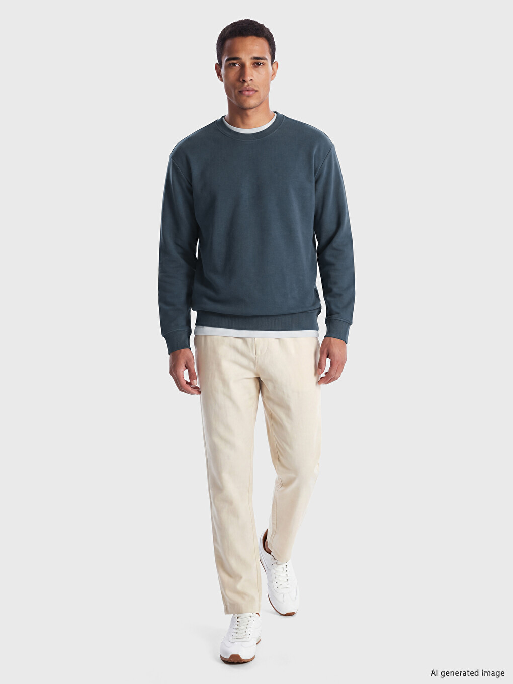 Crew Neck Men's Thick Sweatshirt-1
