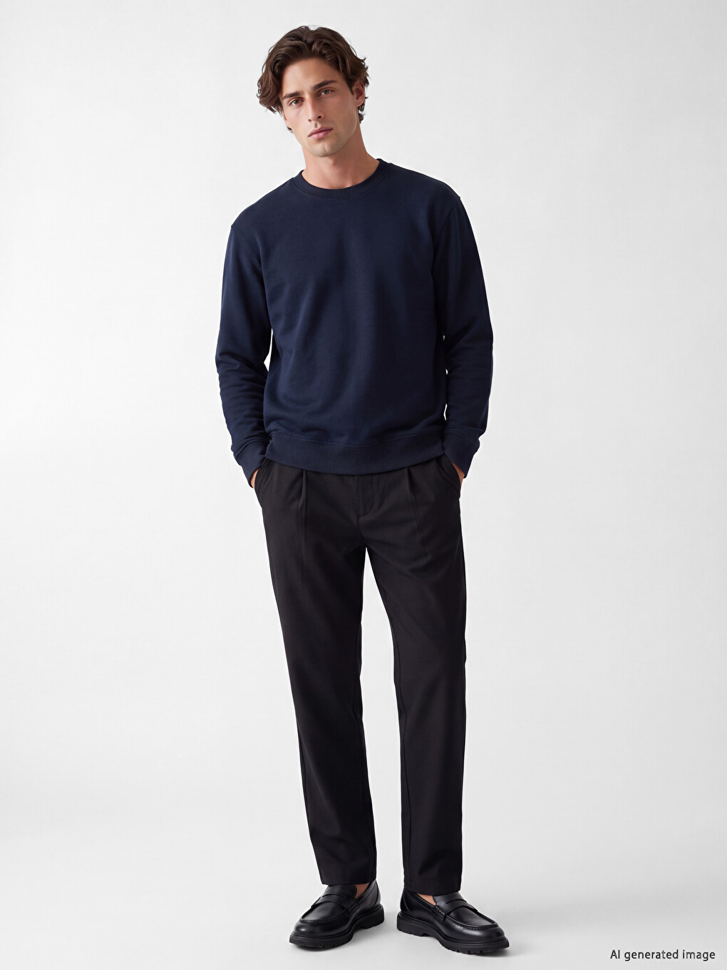 Crew Neck Men's Thick Sweatshirt-1