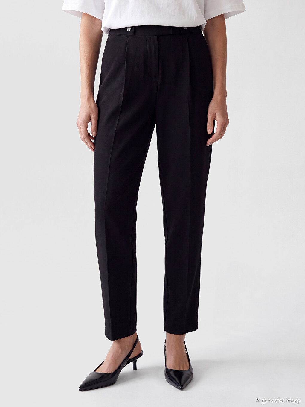 Pantalons De Costume Noir Femme-1