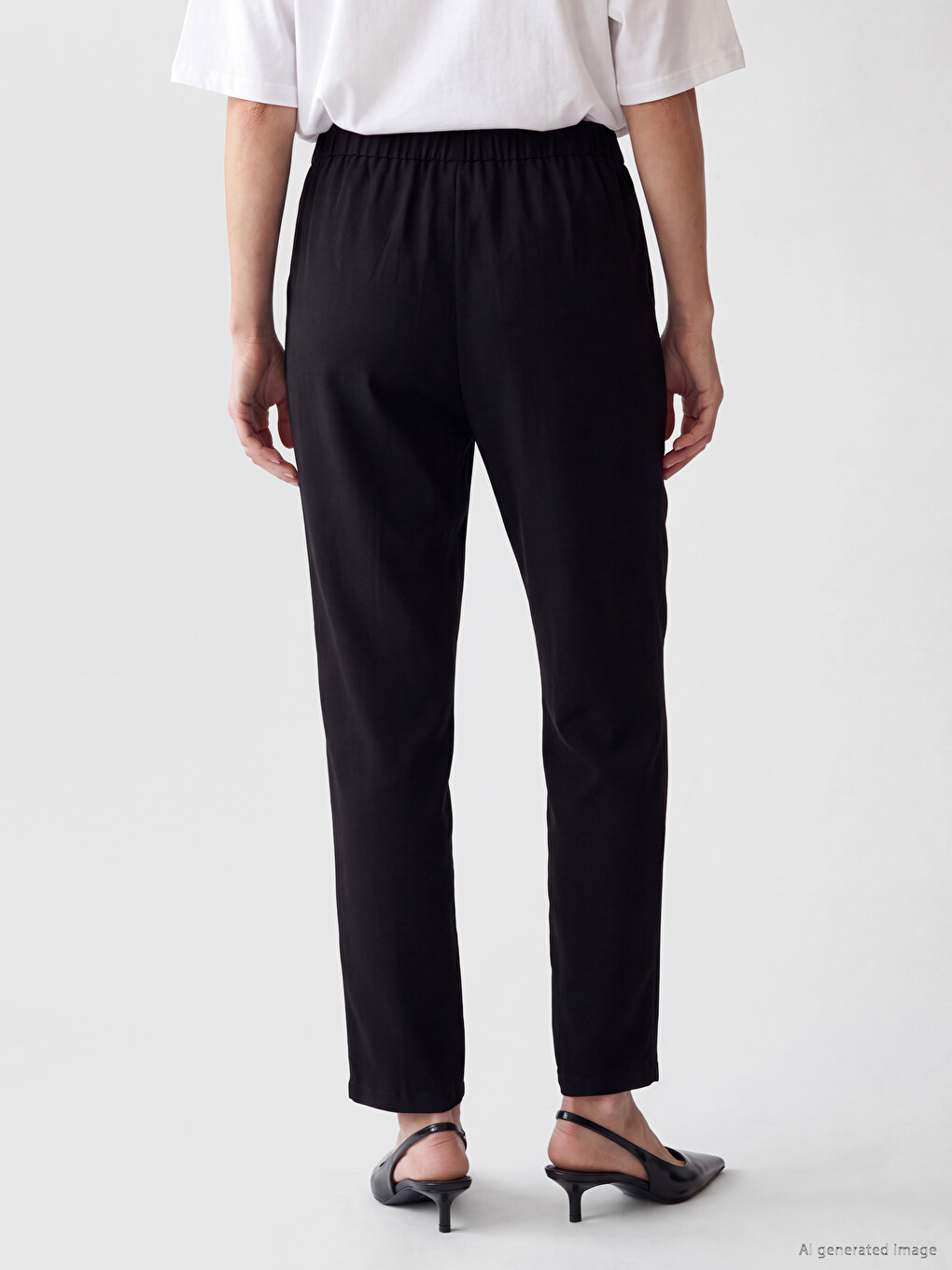 Pantalons De Costume Noir Femme-3