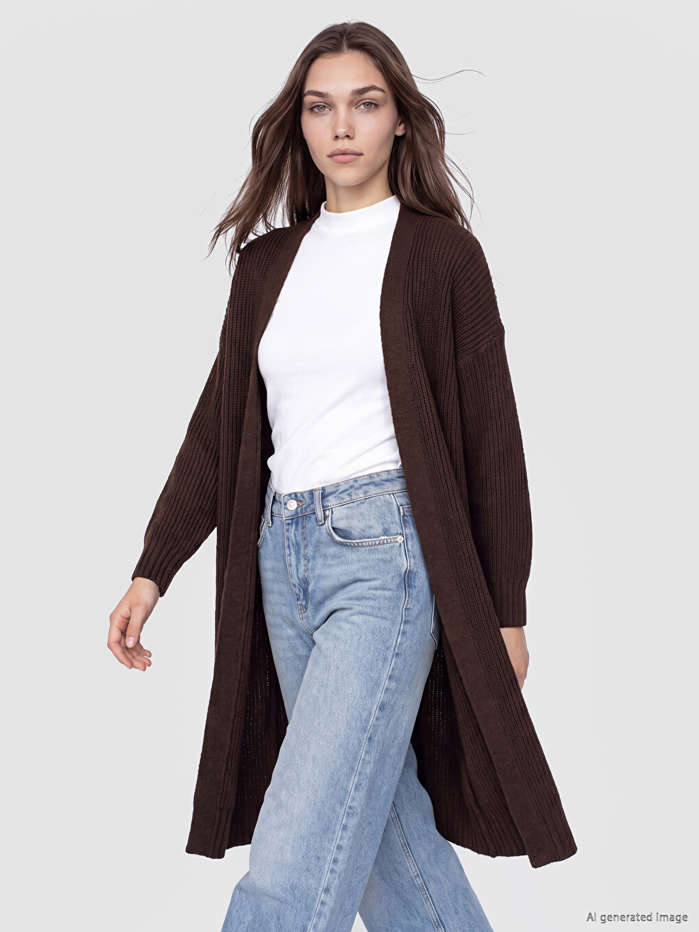 Cardigan Tricotat Oversize Cu Guler Șal Pentru Femei