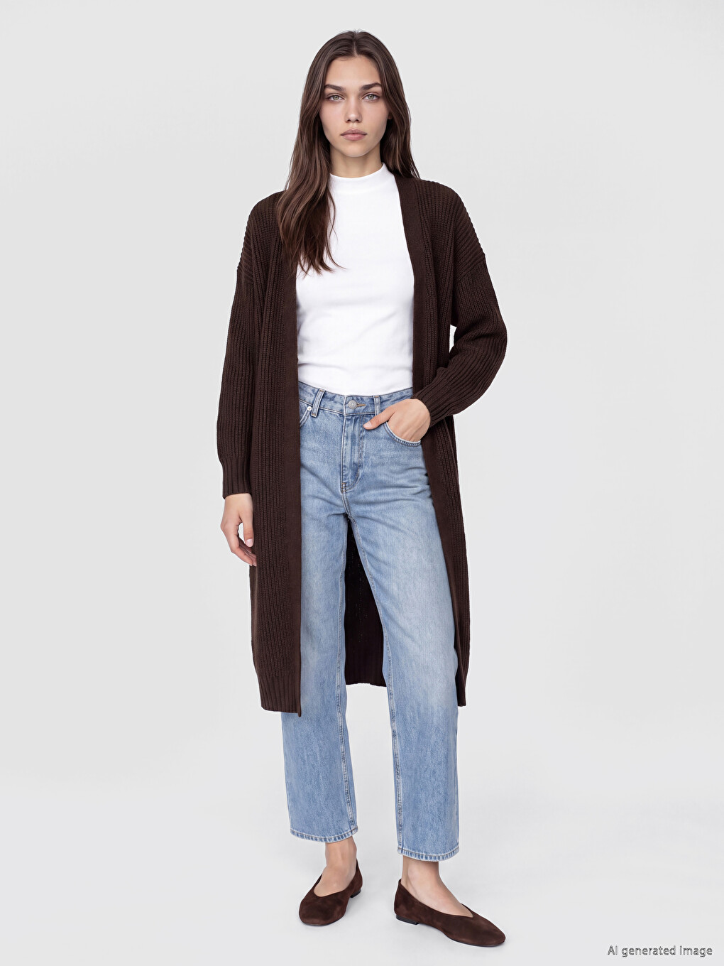 Cardigan Tricotat Oversize Cu Guler Șal Pentru Femei-1