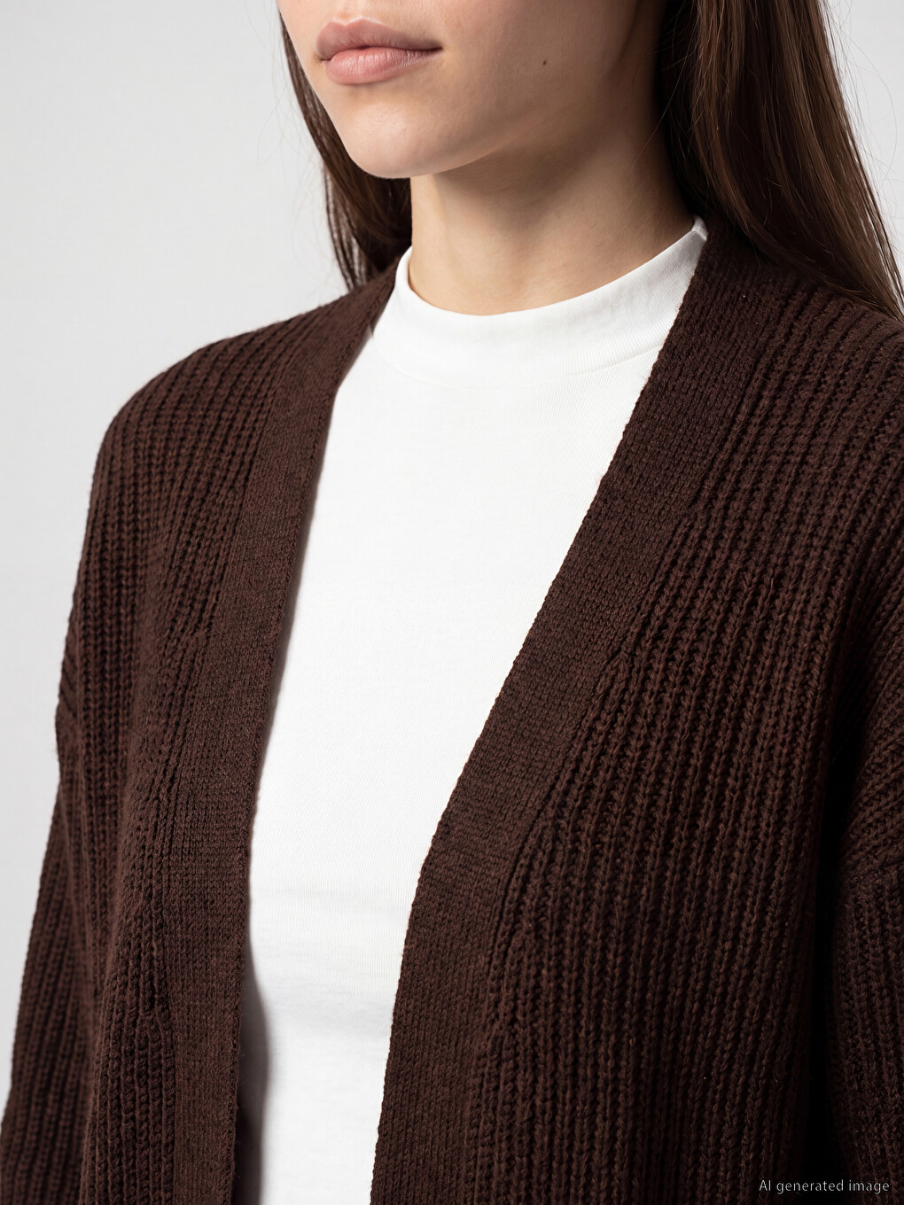 Cardigan Tricotat Oversize Cu Guler Șal Pentru Femei-2