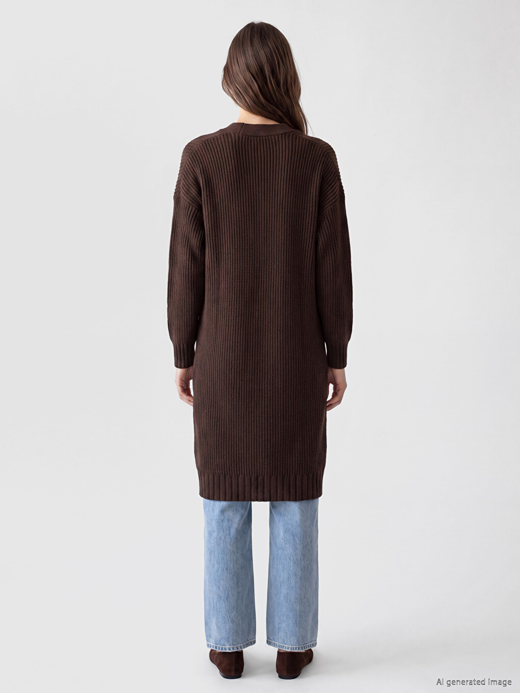 Cardigan Tricotat Oversize Cu Guler Șal Pentru Femei-3