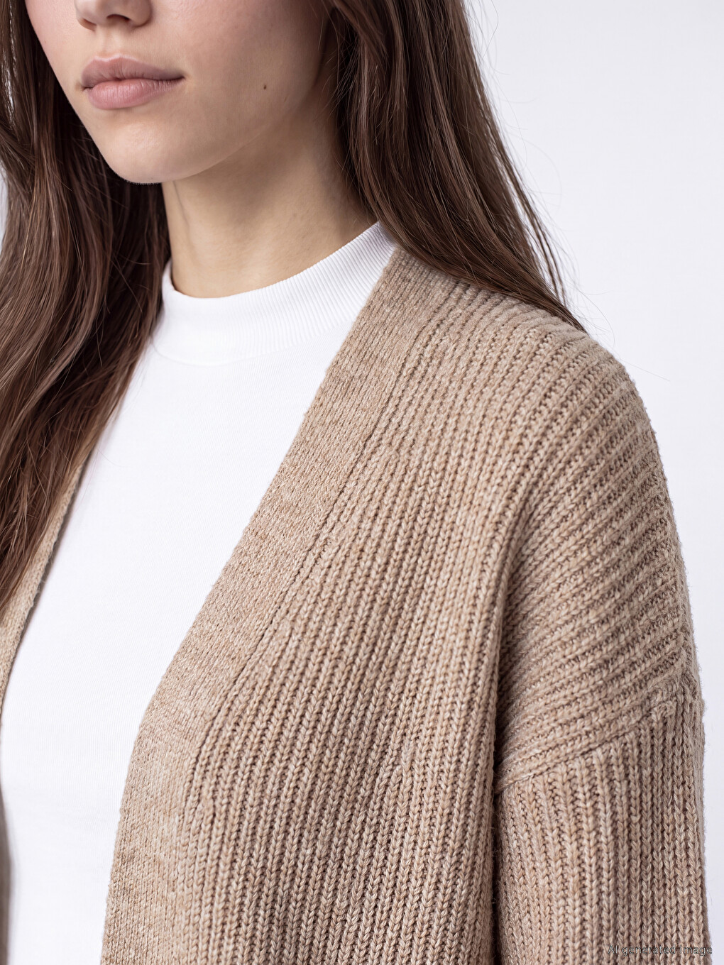Cardigan Tricotat Oversize Cu Guler Șal Pentru Femei-2