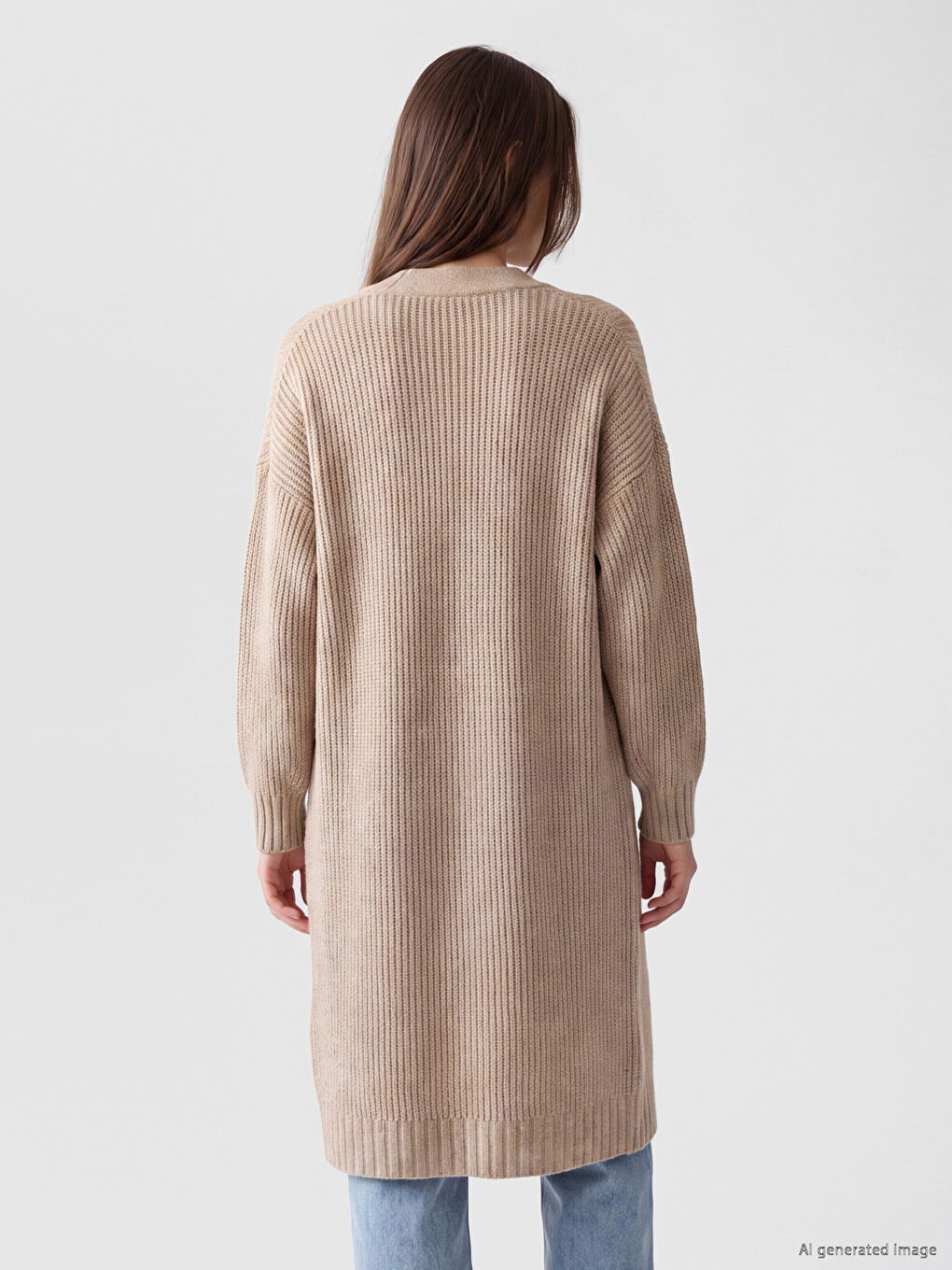 Cardigan Tricotat Oversize Cu Guler Șal Pentru Femei-3
