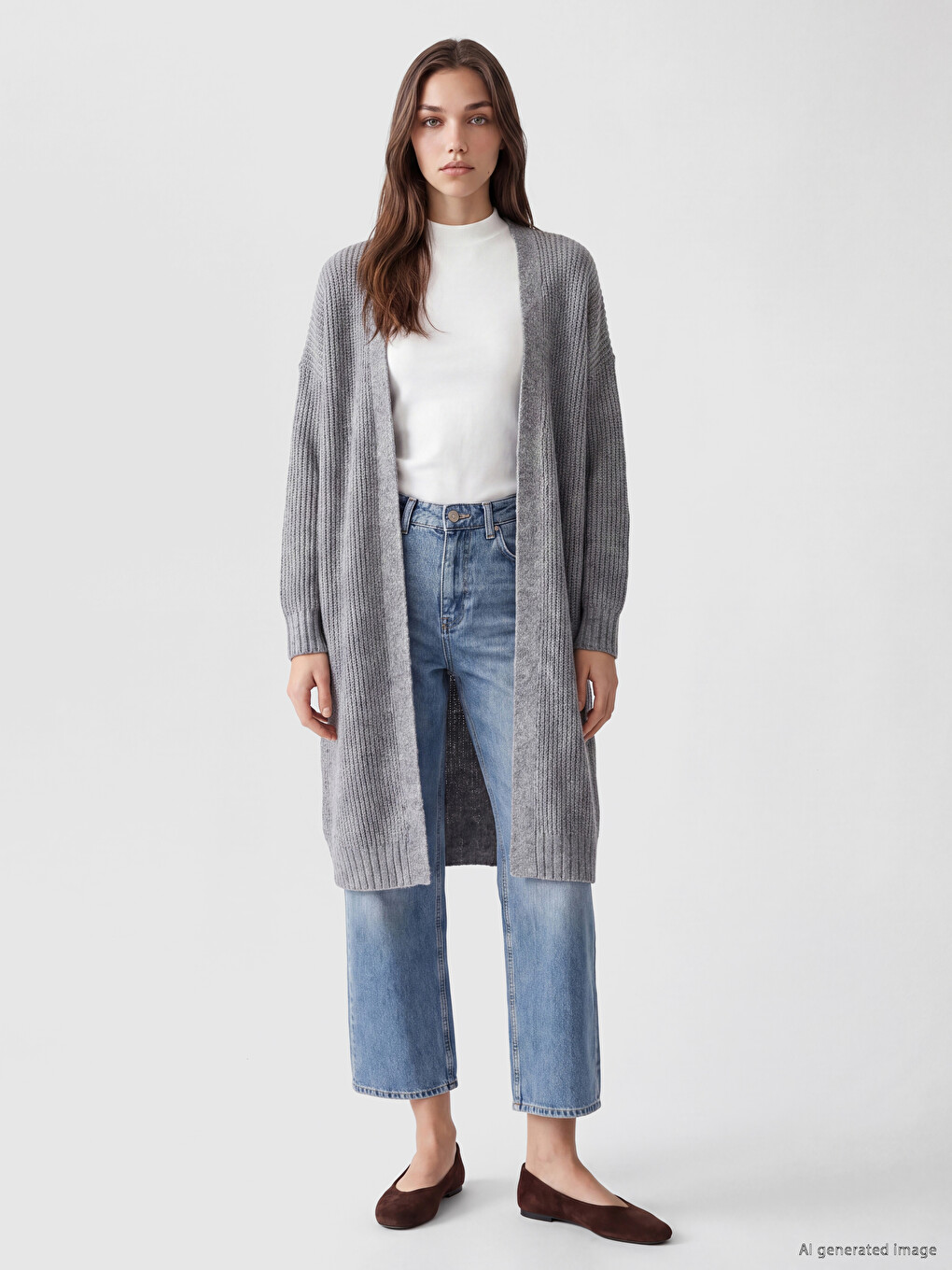 Cardigan Tricotat Oversize Cu Guler Șal Pentru Femei-1