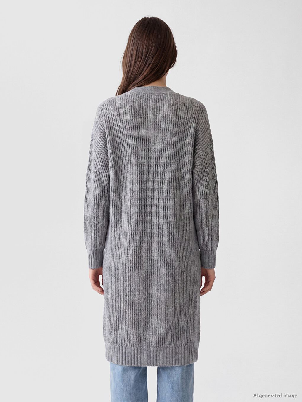 Cardigan Tricotat Oversize Cu Guler Șal Pentru Femei-3