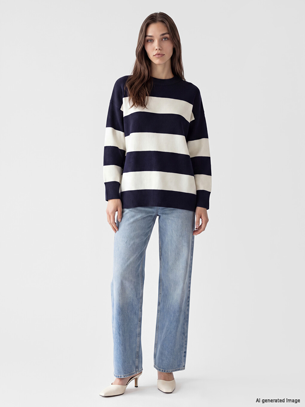 Oversize Striped Women's Knitwear Sweater-1