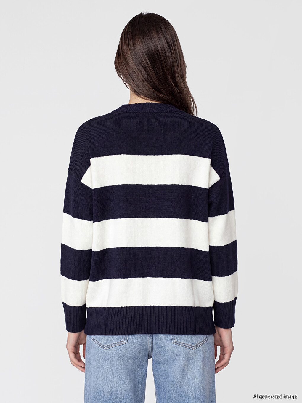Oversize Striped Women's Knitwear Sweater-3