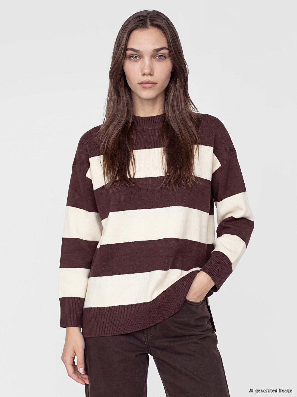 Oversize Striped Women's Knitwear Sweater