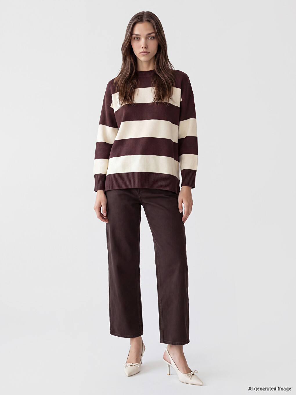 Oversize Striped Women's Knitwear Sweater-1