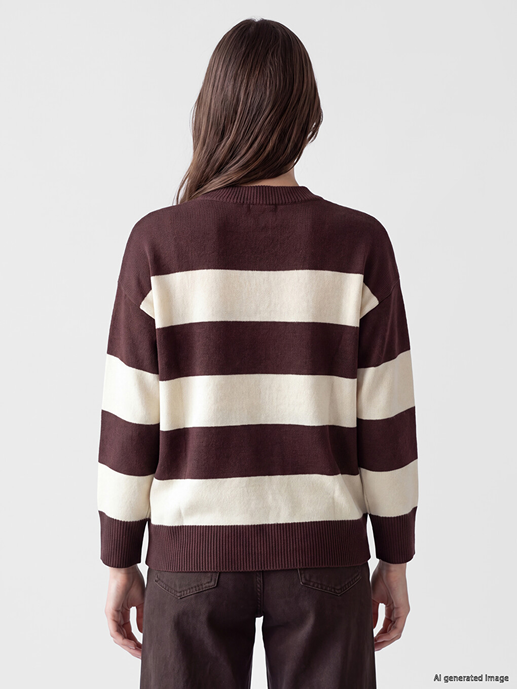 Oversize Striped Women's Knitwear Sweater-3