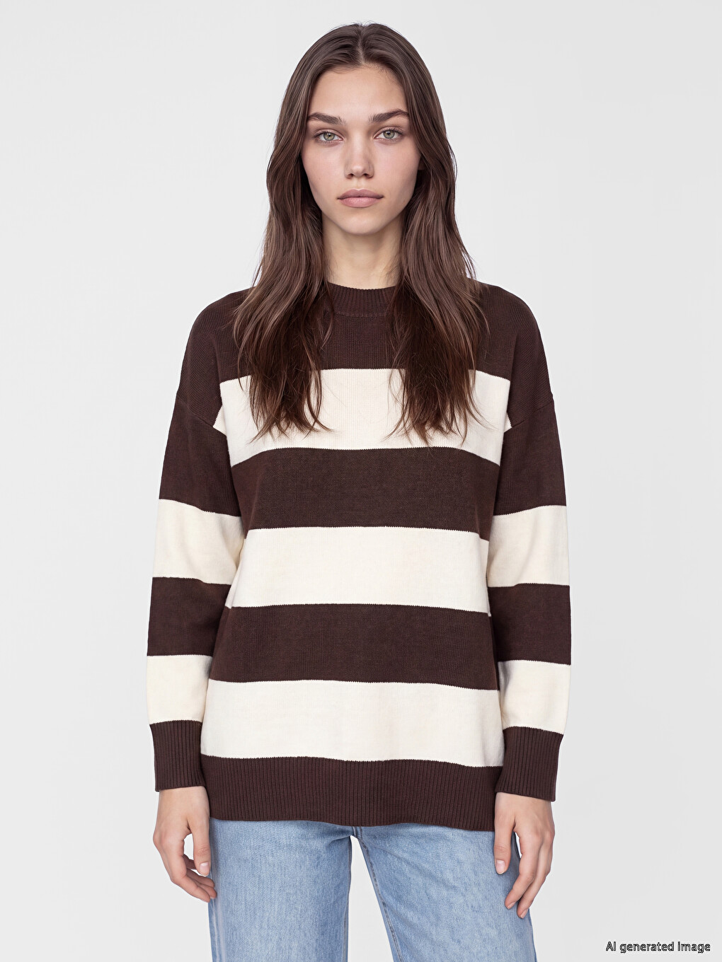 Oversize Striped Women's Knitwear Sweater