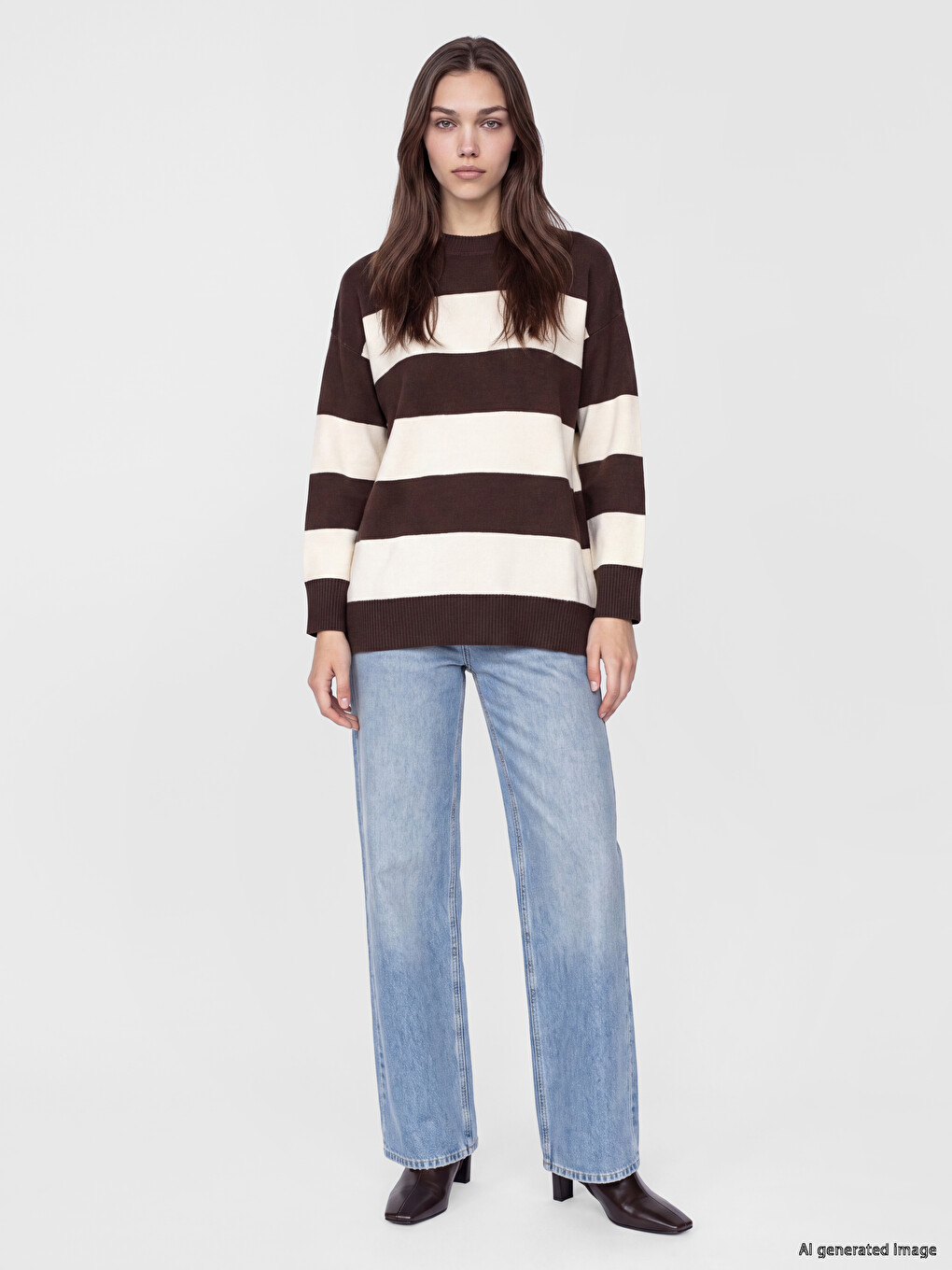 Oversize Striped Women's Knitwear Sweater-1