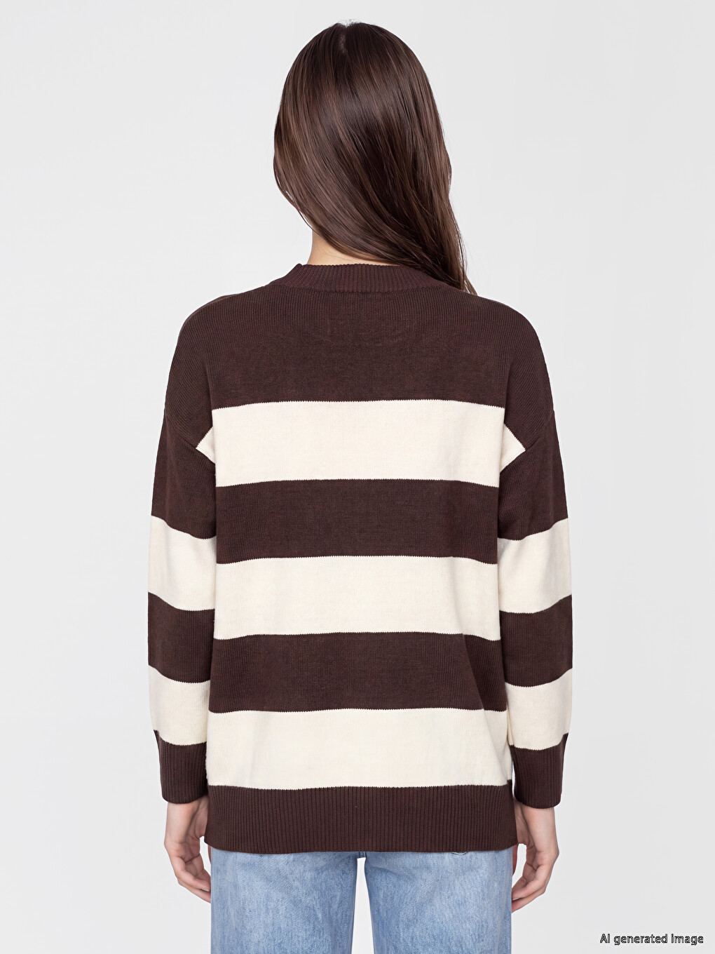 Oversize Striped Women's Knitwear Sweater-3