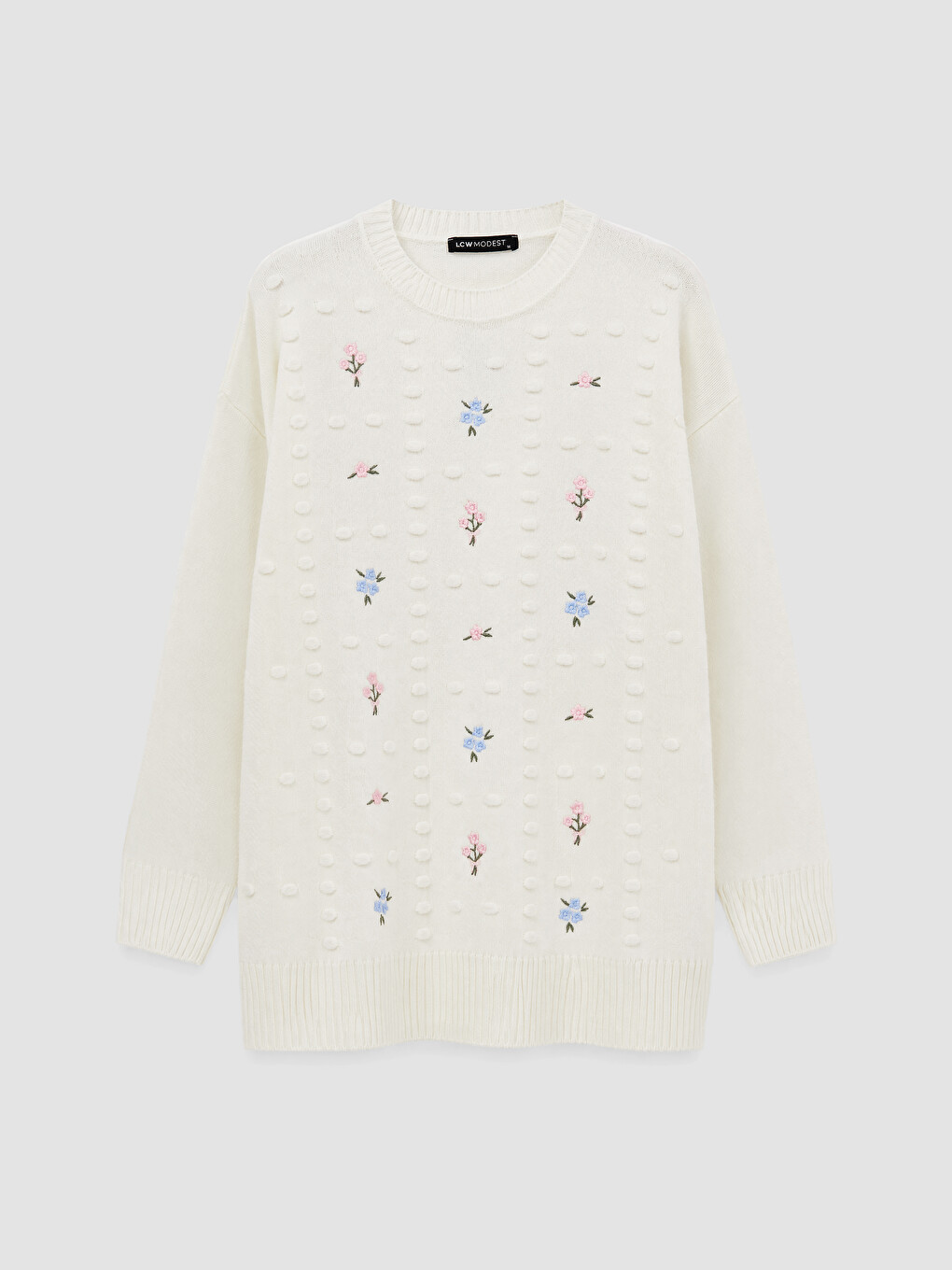 Crew Neck Embroidered Women's Knitwear Tunic-4