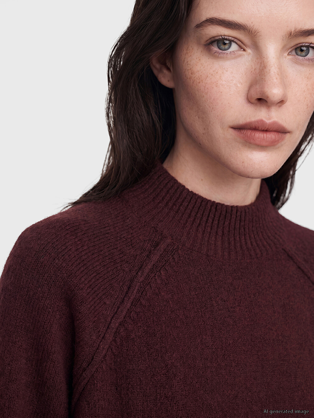 Crew Neck Raglan Sleeved Women's Knitwear Sweater-2