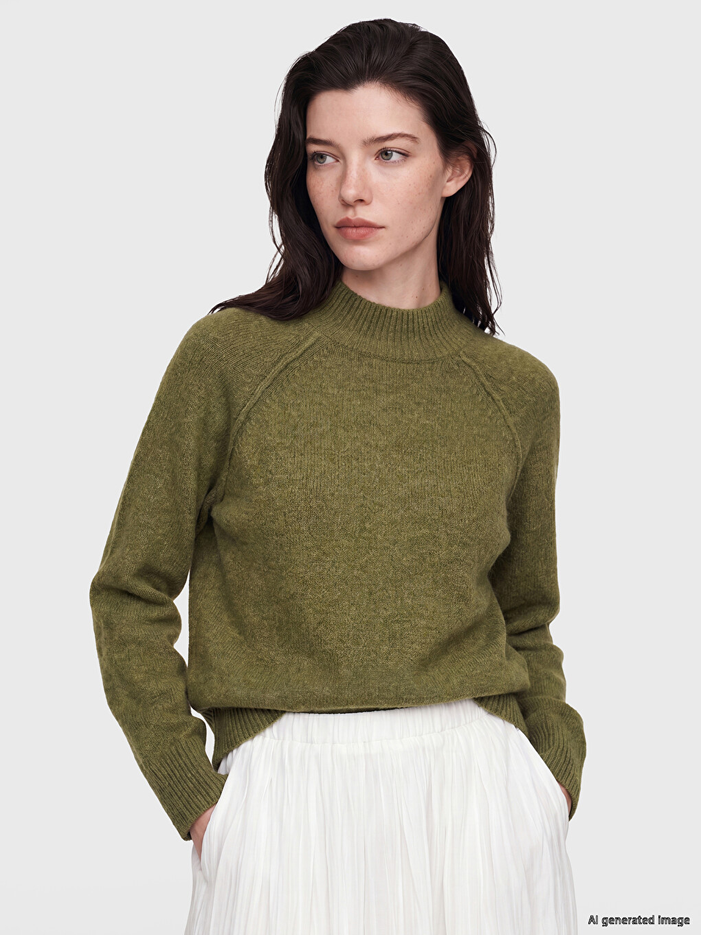 Mock Neck Women's Knitwear Sweater