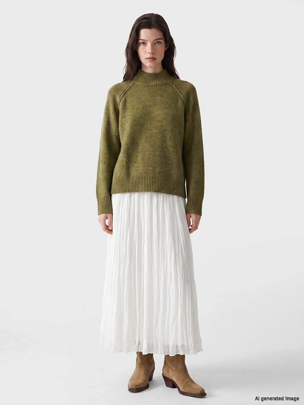 Mock Neck Women's Knitwear Sweater-1