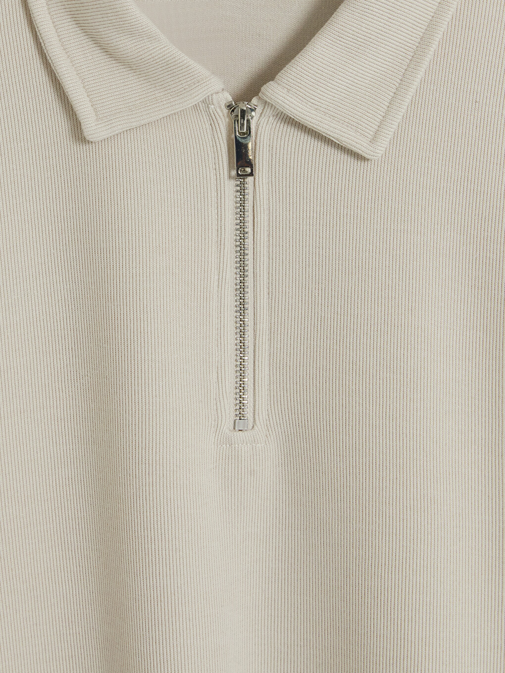 Bej Polo Yaka Erkek Kalın Sweatshirt-4