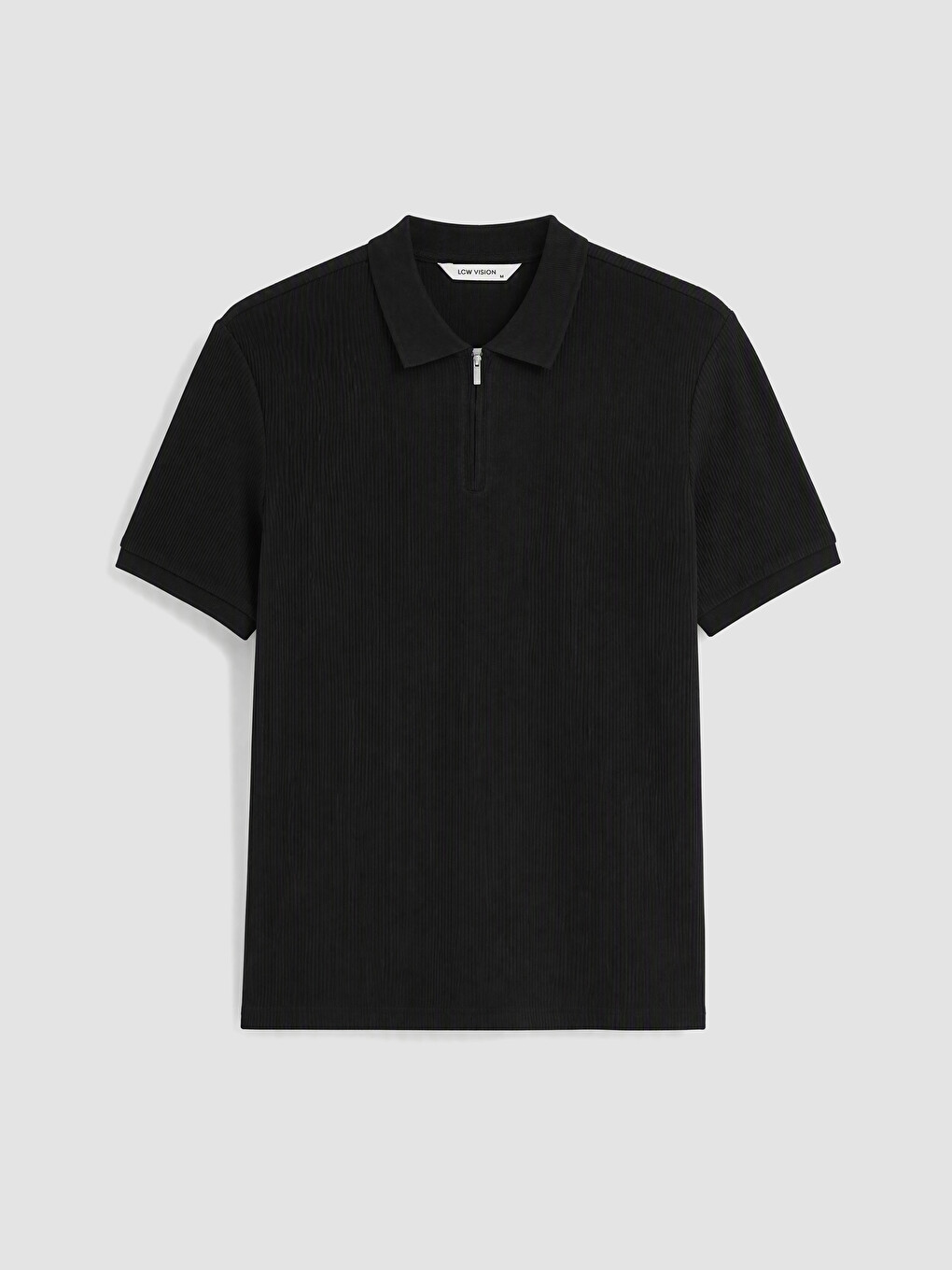 Polo Collar Ribbed Men's T-shirt-3