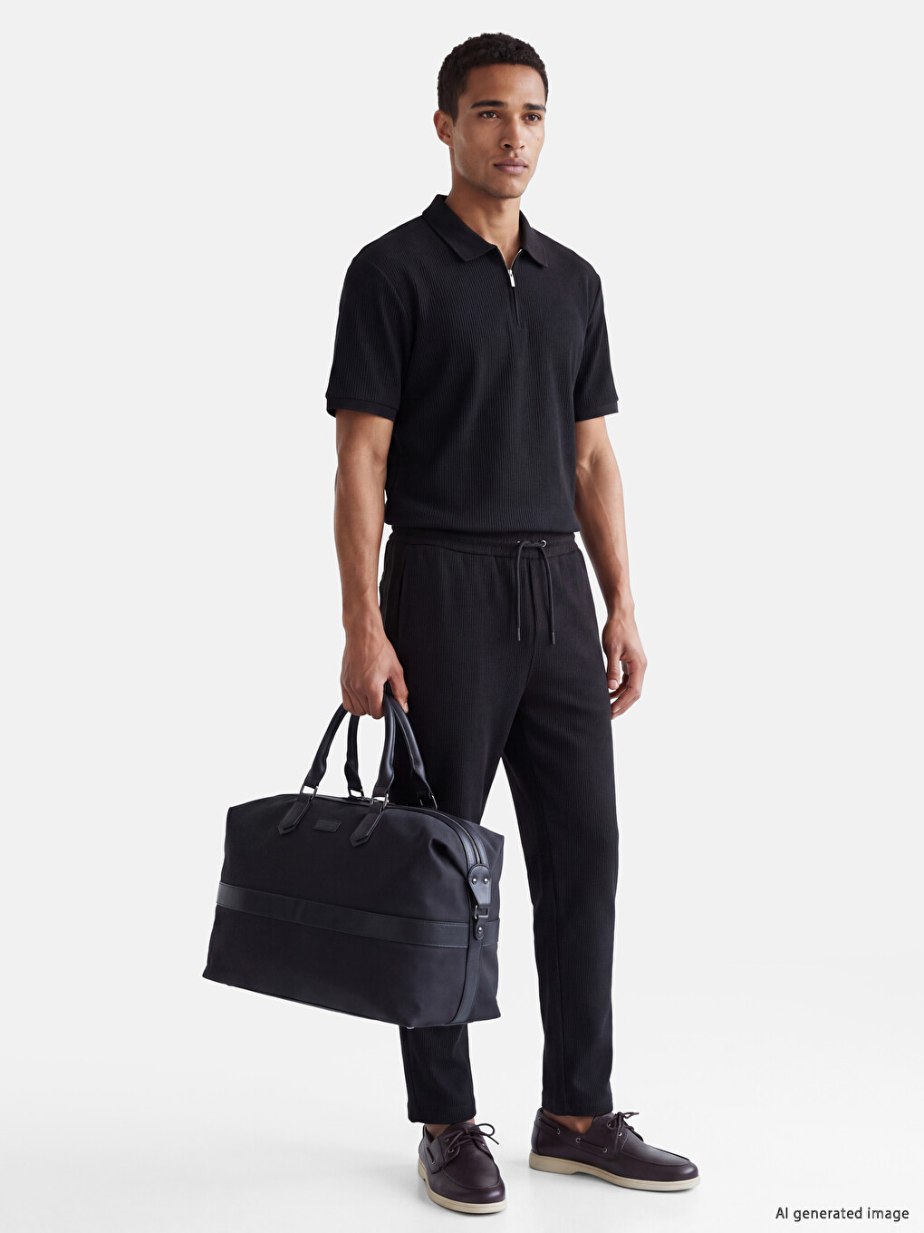 Polo Collar Ribbed Men's T-shirt-1