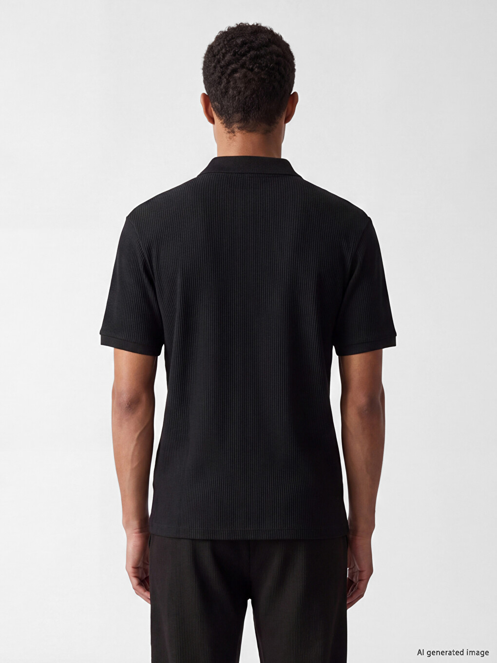 Polo Collar Ribbed Men's T-shirt-2
