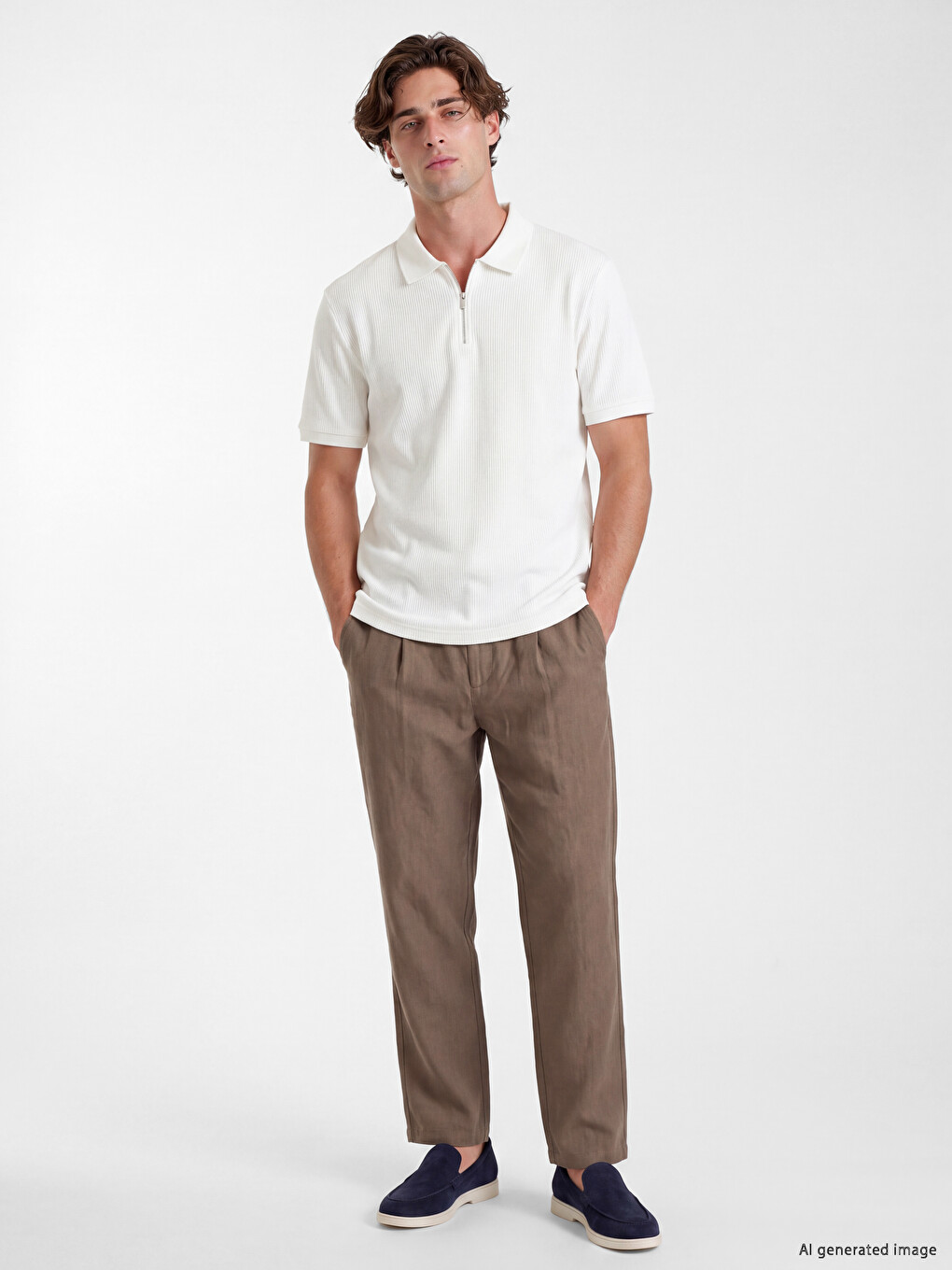 Polo Collar Ribbed Men's T-shirt-1