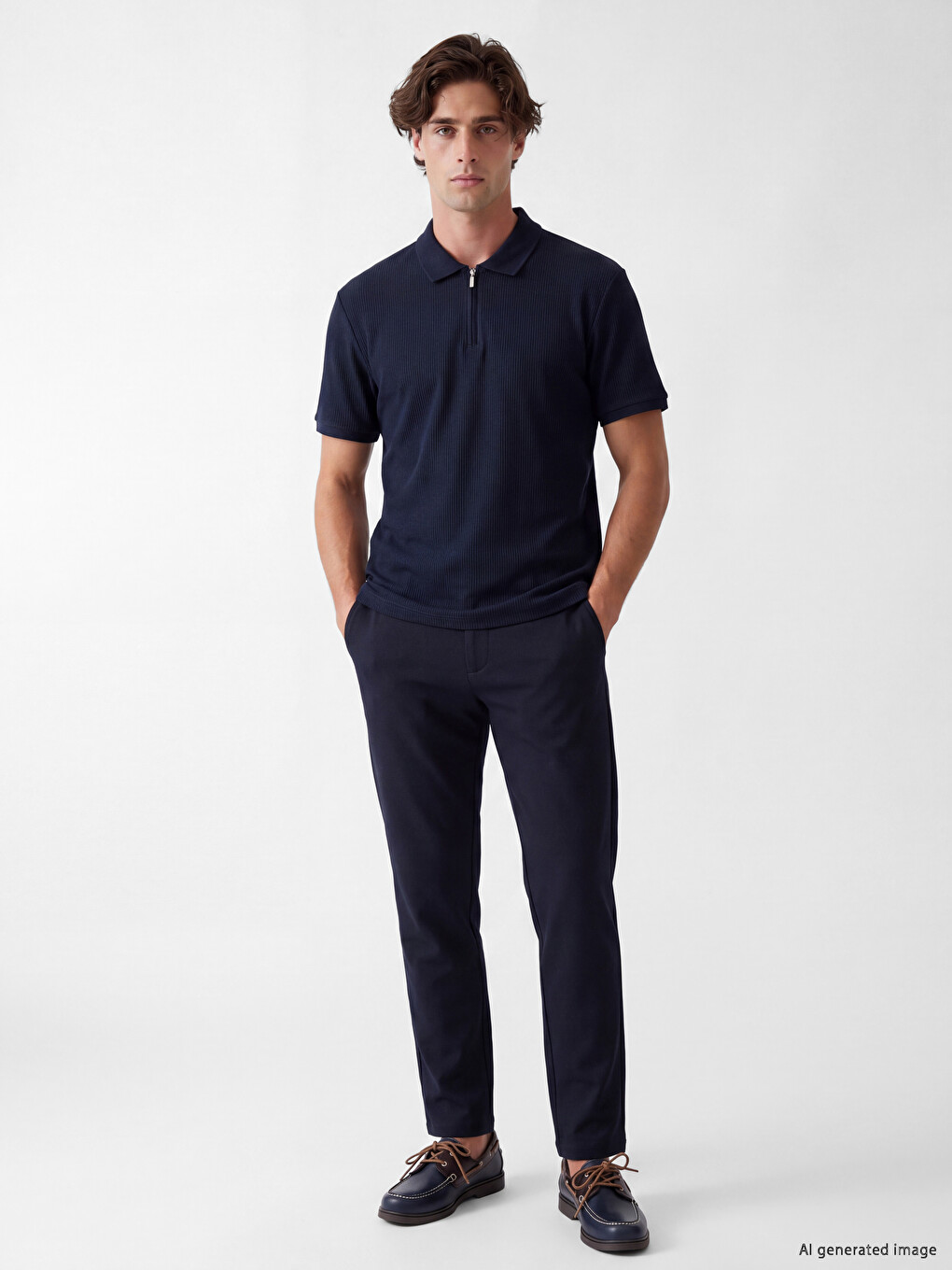 Polo Collar Ribbed Men's T-shirt-1
