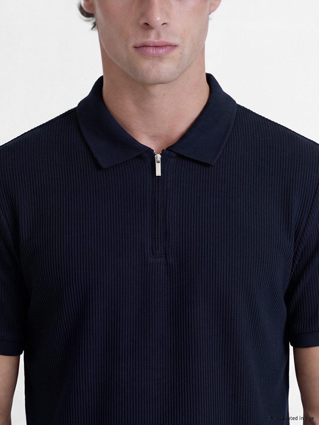 Polo Collar Ribbed Men's T-shirt-2