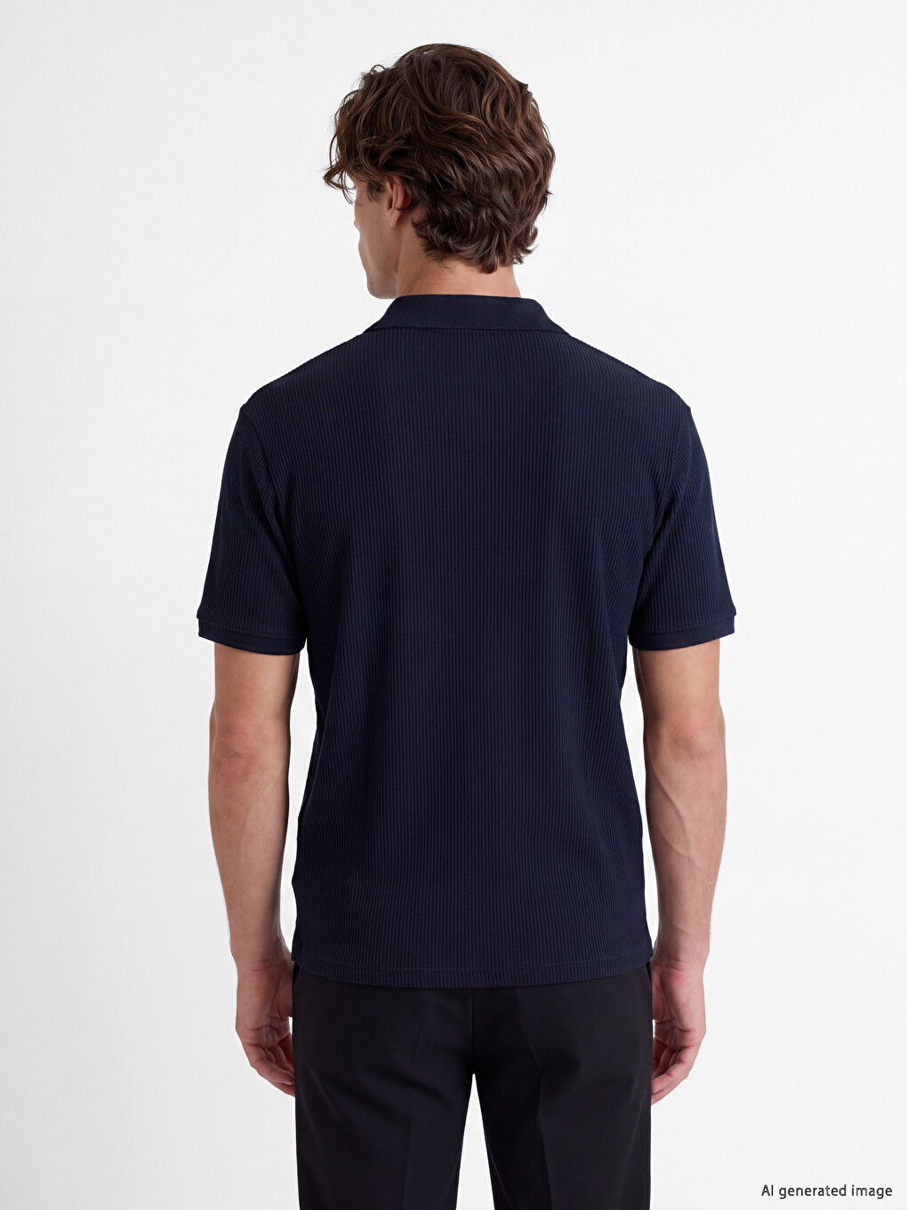 Polo Collar Ribbed Men's T-shirt-3