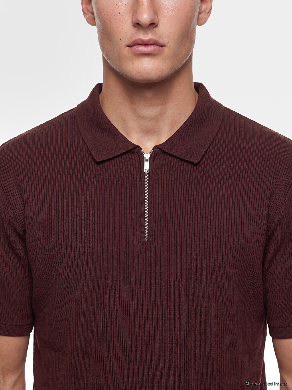 Polo Collar Ribbed Men's T-shirt-2