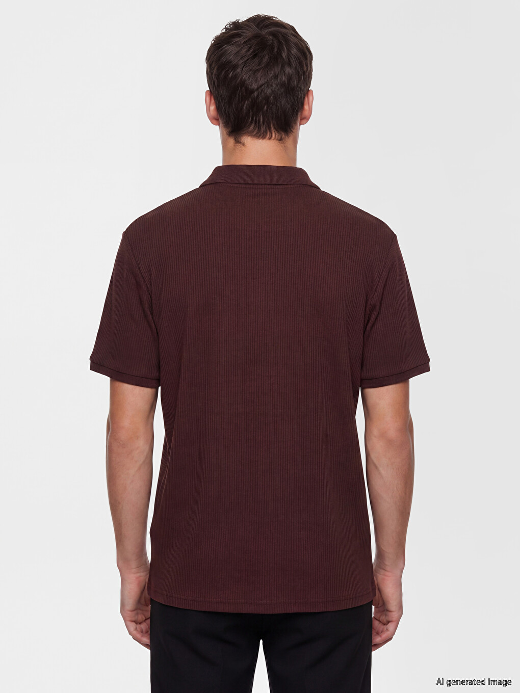 Polo Collar Ribbed Men's T-shirt-3