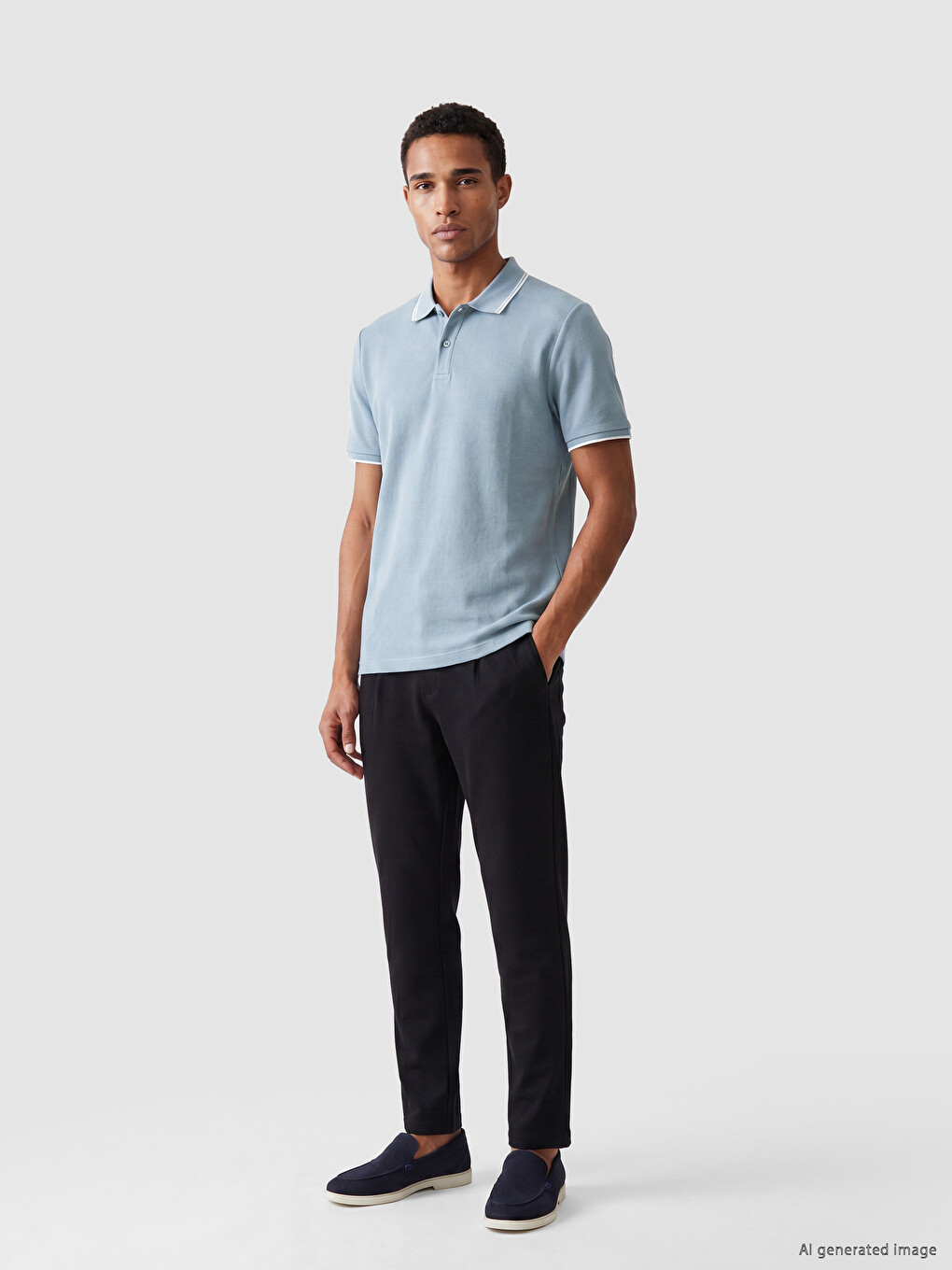 Polo Yaka Dokulu Erkek Tişört-1