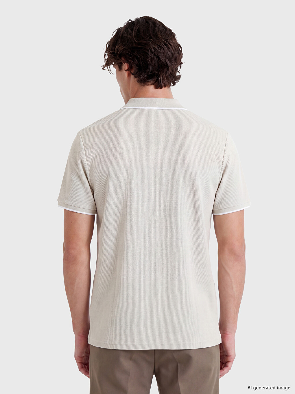 Polokragen Waffel Herren T-shirt-3