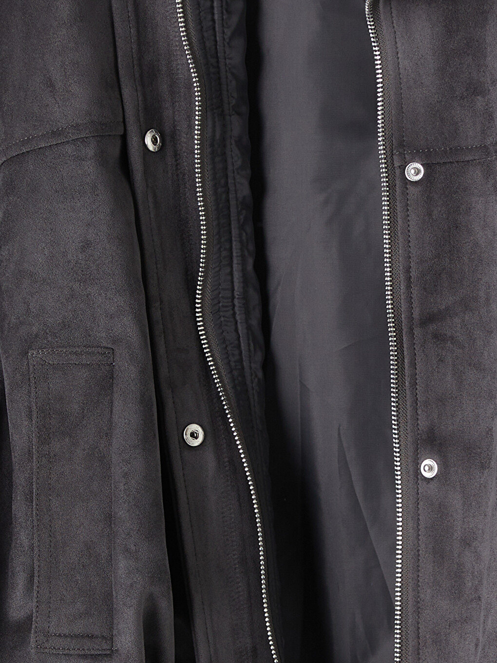 Antrasit Oversize Kadın Bomber Süet Görünnümlü Ceket-7
