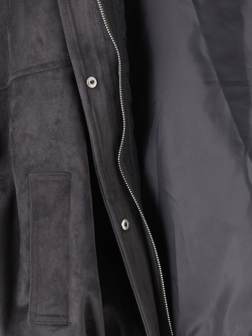 Antrasit Oversize Kadın Bomber Süet Görünnümlü Ceket-8