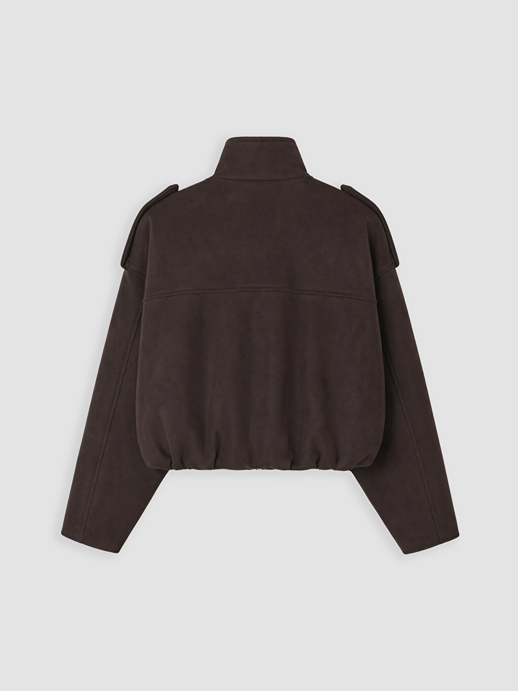 Kahverengi Oversize Kadın Bomber Süet Görünnümlü Ceket-6