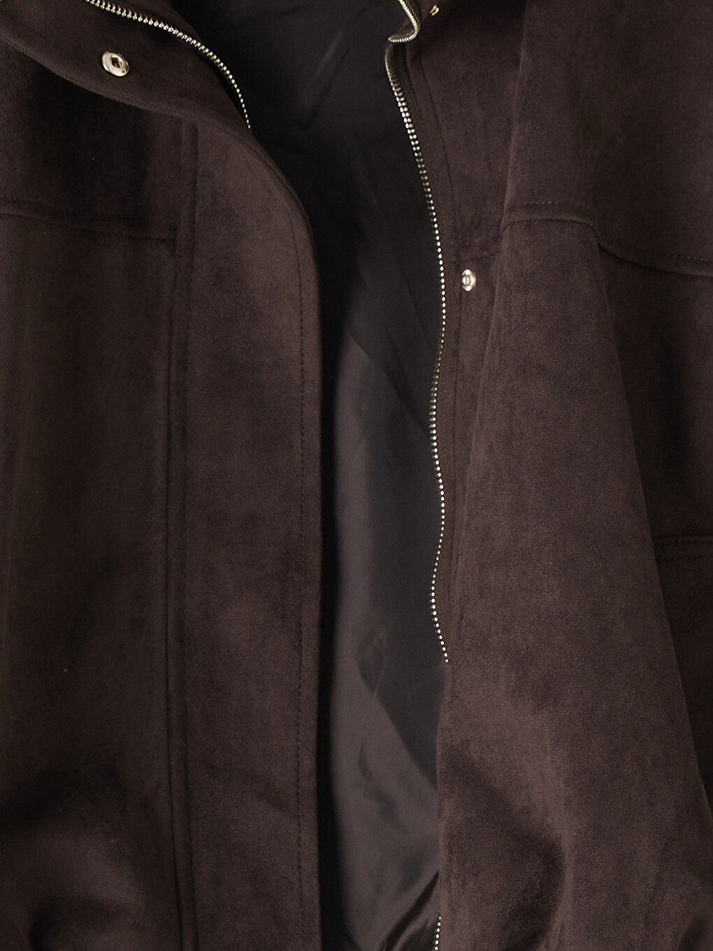 Kahverengi Oversize Kadın Bomber Süet Görünnümlü Ceket-7