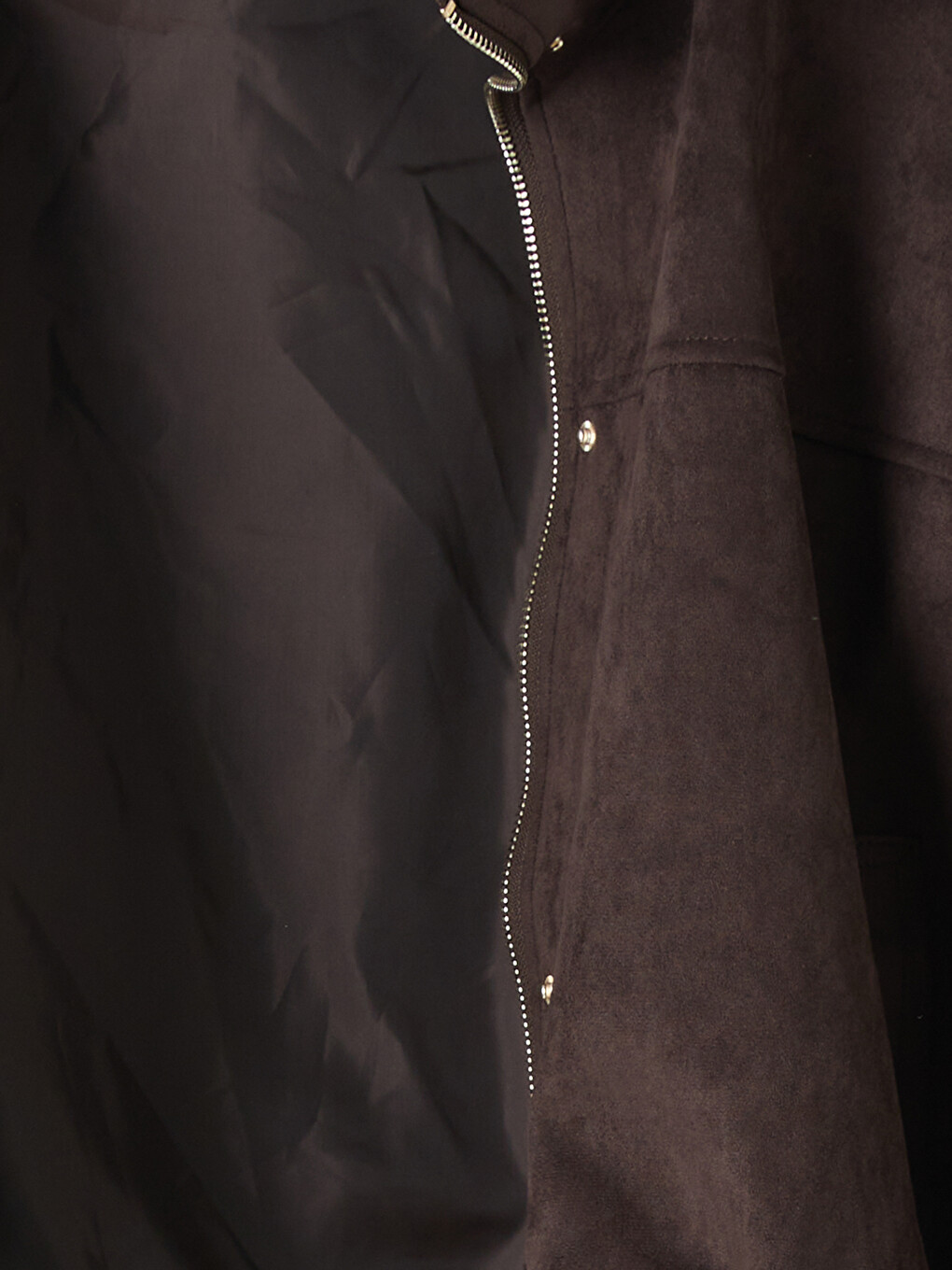 Kahverengi Oversize Kadın Bomber Süet Görünnümlü Ceket-8