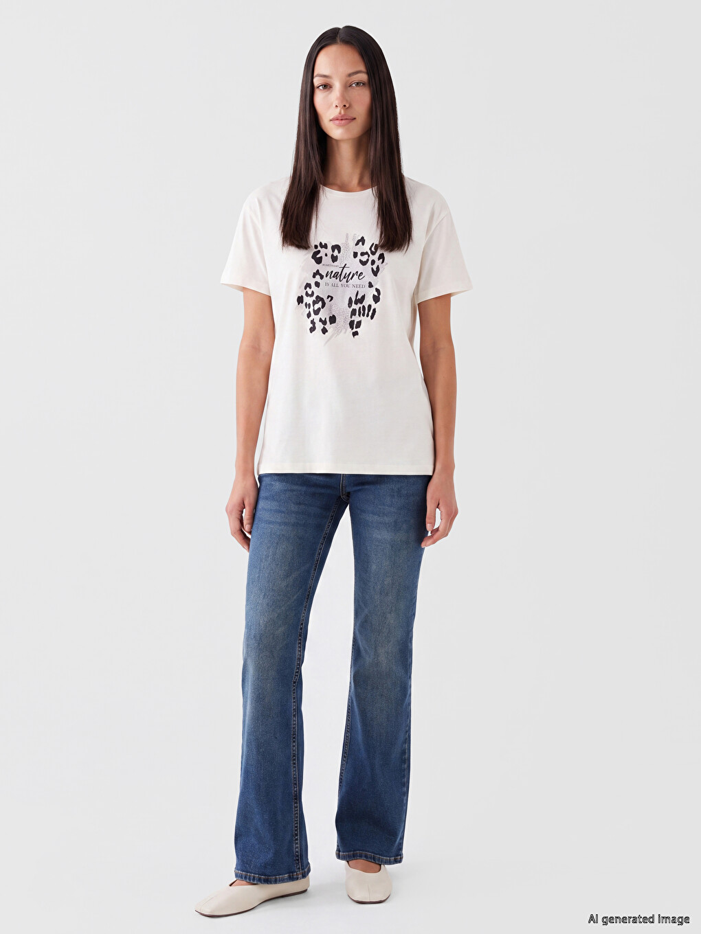 Printed %100 Cotton Women's T-shirt-1